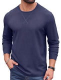 Askdeer Men's Waffle Long Sleeve T-Shirt Casual Lightweight Pullover Tees
