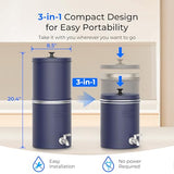 Waterdrop 2.25G Gravity Water Filter System, NSF/ANSI 42&372 Standard, Stainless Steel System with 2 Carbon Filters, Reduces 99% of Lead and Chlorine for Home, Camping, Emergencies, King Tank, Blue