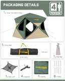 FanttikOutdoor Alpha C4 Ultra Camping Tent 4 Person Pop Up Instant Cabin Setup in 60 Seconds Portable Hub Tent with Rainfly & Windproof for Outdoor Camping & Overlanding, Green