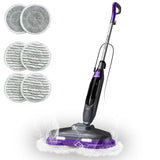 BOJUK Scrub & Steam Mop with Rotating Mop Pads, LED Headlights, 6 Scrub Pads, Large Tank, Swivel Steering, Effortless Scrubbing Hard Floor Cleaner Upgraded