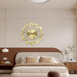 PSYCHE GOD Mid Century Modern Gold Silent Wall Clock Non Ticking for Living Room, 23 inch Decorative Round Black Clock for Wall, Unique Metal Fancy Clock Wall Decor for Bedroom Entryway