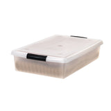 40 Qt Plastic Under Bed Storage Nestable Organizer Bin Container with Secure Lids and Durable Buckles, 3-Pack | Black/Clear IRIS