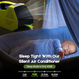 Pluralla Portable Air Conditioners, 2380BTU Rapid Cooling Outdoor Air Conditioner, 240W Low Power Consumption Camping Air Conditioner for Tent, RV, Truck,Van, Car (Battery Not Included) - Yellow