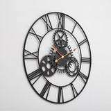 AMAATE Steampunk Wall Clock 24 Inch, Industrial Metal Gears with Roman Numerals, Retro Distressed Finish Mechanical Art for Bar, Living Room, Cafe Decor