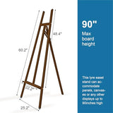 A - Frame Wooden Display Easel with Wheels - Adjustable Lyre Beechwood Studio Easel Stand
