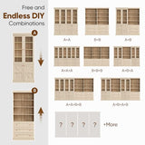 Vyre 71" Tall Farmhouse Bookshelves with Glass Doors and Drawers