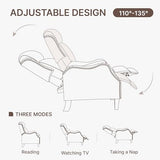 KISLOT Faux Leather Pushback Recliner Chair with Rivet Trim, Vintage Manual Accent Armchair