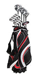 18 Piece Men's Complete Golf Club Package Set With Titanium Driver, #3 & #5 Fairway Woods (Red, Regular Size)