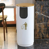 Cylindrical Metal Outdoor Garbage Can with Lid - Durable Waste Container for Garden, Patio