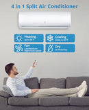 Zstar 9,000 Btus Mini Split AC, 19 SEER2 Wall Mounted AC with Heat Pump & Installation Kits, Ductless Inverter Split-System Air Conditioners Cools up to 450 Sq.Ft, WIFI and Remote Control, 115V