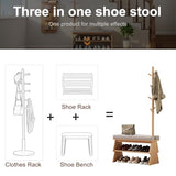 YQJJGL Coat Rack with Shoe Storage,Shoe Rack whit 8 Hook for Offices、Bedroom、Living Room,Small Shoe Bench, Natural