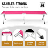 HOMSUPPLIE'S Folding Camping Cot,Outdoor Portable Camp Bed, Sleeping Cots with Carry Bag (Pink)