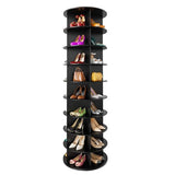 SpaceAid 9 Tier Rotating Shoe Rack Tower, Spinning Shoe Display Lazy Susan, Revolving 360 Shoe Rack Storage Round Carousel, Vertical Handbag Rotate Shoes Closet Organization (9-Tier Black)