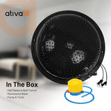 Ativafit Balance Ball Half Exercise Ball Balance Trainer Inflatable Yoga Ball for Home Gym Workouts Core Strength Fitness Half Ball with Resistance Bands, Pump, Support to 660 lbs (Massage Black)