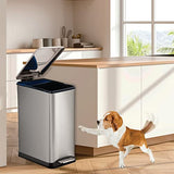 Home Zone Living 13 Gallon Slim Kitchen Trash Can with Dual Compartments for Trash and Recycling