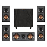 Klipsch Reference Home Theater Speaker Bundle – Includes (4) R-41M Bookshelf Speakers, (1) R-52C Center Channel, and (1) R-80SWi 8" Wireless Subwoofer for Immersive Surround Sound