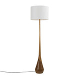 Globe Electric Novogratz x Globe Harrington 65" Floor Lamp, 2-Tone Faux Wood Base, White Fabric Shade, Socket Rotary Switch 67225