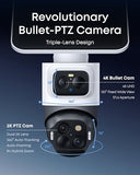 eufy Security eufyCam S4, 4K Solar Camera, 3-Lens PTZ, 360° Coverage