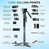 COMAN M1V5 Camera Monopod, One-Click Lifting Monopod with Feet