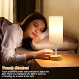 Touch Bedside Table Lamp with USB - 3 Way Dimmable Wood Lamp for Bedroom Nightstand, Desk Lampl, 14in