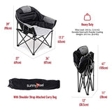 SUNNYFEEL Oversized Camping Chair Heavy Duty 500 LBS Portable Folding Chairs Black Large Sofa Chair for Beach, Trip, Picnic, Lawn, Outdoor Camp Chair for Adults & Carry Bag