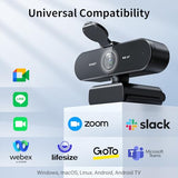 4K Webcam for PC - Ultra 4K HD, PDAF Autofocus, Dual Noise-Cancelling Mics, 73° FOV, Auto Light Correction, USB-A, Privacy Cover