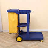 Commercial Janitorial Cart with Durable Vinyl Bag - 3-Tier Rolling Housekeeping Trolley for Hotels