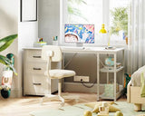 AODK 51 Inch Computer Desk with Drawers & USB Power Outlets - Reversible Home Office Desk with Storage Shelves