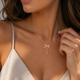 YOIHUR Gold Necklace for Women, Heart Necklace, Gift & Bow Pendant Necklace, Dainty Cubic Zirconia Choker Necklaces, Jewelry for Women,Ideal Gifts for Girlfriend, Wife and Mother（Eternal Bond）