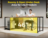 AODK 61" L Shaped Office Desk with Wood Drawers & Lockable File Cabinet, Reversible 21.7" D Corner Computer Desk with Built-in Power Outlets, Executive Desk for Home Office, Walnut