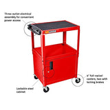 AVJ42C-RD Steel AV Cart with Adjustable Height and Storage Cabinet, Multipurpose Utility Cart