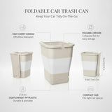 Trash Can for Car, Foldable Mini Waste Bin with Handle, Compact PP Plastic