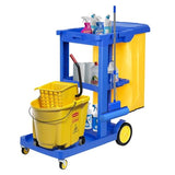 tonchean Commercial Janitorial Cart, 3-Shelf Housekeeping Cart with 22 Gallon Vinyl Bag & Cover, Large Cleaning Cart with Wheels for Hotel