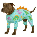 LovinPet Large Dog Pajamas, Four-Leg Stretch Onesie Bodysuit, Lightweight UV-Shielding Pajamas, Anti-Lick Calming Recovery Suit for Surgery, Pull-On for Medium and Large Breeds,Green Orange,3XL