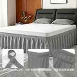 ANARACHON King Bed Skirt, Elastic Wrap Around Bed Skirt King Size, Bed Skirts for Adjustable Bed, Easy Fit with 14" Drop Length Tailored Drop Dust Ruffle (Grey)