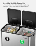 Lovewind Trash Can, 2 x 10.5 Gallon (2 x 40 L) Garbage Can for Kitchen Dual Compartment Recycling Kitchen Step Trash Bin
