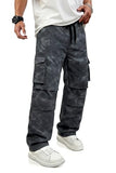 GINGTTO Camo Pants Men Cargo Wide Leg Fashion Streetwear Drawstring Stretch 30