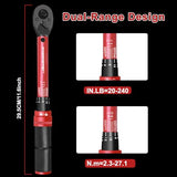 ATsafepro 1/4" Torque Wrench (20-240 in-lb / 2.3-27.1 Nm) -Dual Scale, 72-Tooth Ratchet, ±3% Pre-Calibrated Accuracy, Suitable for Bike & Bicycle Maintenance