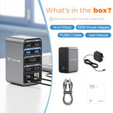 Laptop Docking Station with 2 HDMI/DP, Docking Station Dual Monitor with Power Supply 100W, 7 USB-C/A Ports