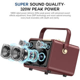 Large Bluetooth Speaker 320W Peak Powerful HIFI Loud Sound with Deep Bass, Triple DSP Chips, Fast Charge, Bass/Treble controls, Portable Wireless Boombox Speakers for Party Outdoor Camping Backyard