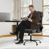 Executive Office Chair with Flip-up Armrests,Ergonomic Computer Desk Chairs,Mid-Tall Back Leather Office Chair 400 Lbs