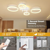 Glimchase 5-Ring LED Dimmable Modern Ceiling Light Fixture, 58W 3000K-6000K Flush Mount Ceiling Lamp with Remote for Living Room, Bedroom, Dining Room, Kitchen (White)