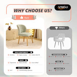 VINGLI Chenille Curved-Back Armless No Wheels Vanity Chair for Girls, Cute & Furry