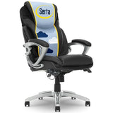 Serta Bryce Executive Office Chair, Ergonomic Computer DeskChairs with Patented AIR Lumbar Support, Comfy Body Pillows, Black
