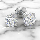 0.25 Carat - 10 Carat Round Cut Lab-Grown Diamond 4-Prong Stud Earrings