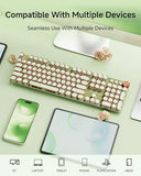 V20 Typewriter Keyboard Wireless, 104 Keys Typewriter Style Mechanical with White Backlit