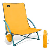 NORTHROAD Low Folding Beach Chair,Portable Lightweight Lowback Sling Chair, Outdoor Low Seat Camping Chair w/Cup Holder & Carry Bag for Sand Camping Lawn Picnic Festival,Orange