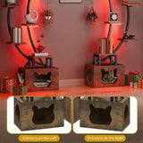DWVO Tall Bookshelf with LED Light, Artistically Designed Moon Arched Bookcase, Bedroom