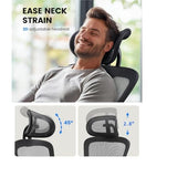 NOBLEWELL Ergonomic Office Chair with Padded Lumbar Support, 2D Headrest, Adjustable Armrests, Upgraded Contoured Seat Cushion