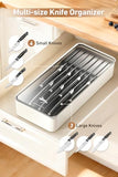 MAD SHARK 2-in-1 Detachable Knife Block & Silverware Organizer, Drawer Knife Holder for 7 Knives, BPA-Free, Blade-Safe Slots, Save Counter Space, No Knives